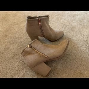 Amazing gold accent suede booties